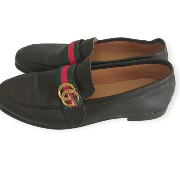 Gucci Black Leather Web Stripe Loafers Men’s Size (missing GG buckle) - Picture 3 of 6